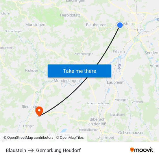 Blaustein to Gemarkung Heudorf map