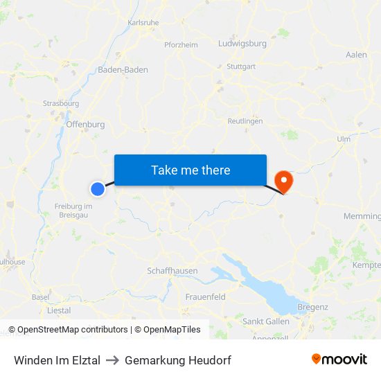 Winden Im Elztal to Gemarkung Heudorf map