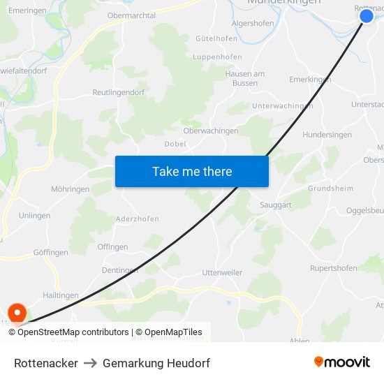 Rottenacker to Gemarkung Heudorf map