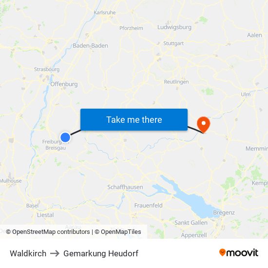 Waldkirch to Gemarkung Heudorf map