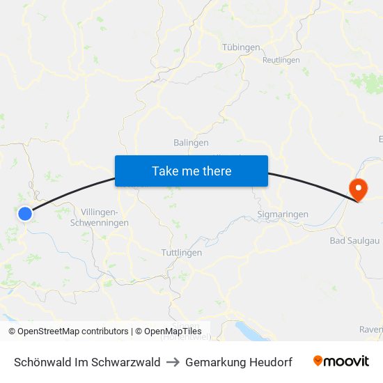 Schönwald Im Schwarzwald to Gemarkung Heudorf map