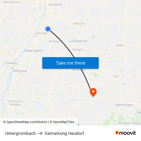 Untergrombach to Gemarkung Heudorf map