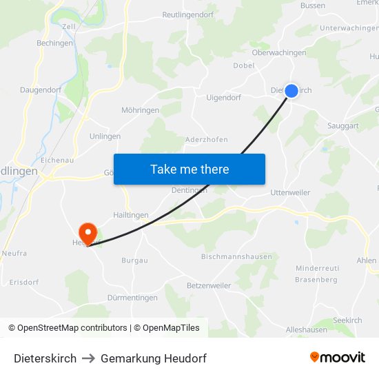 Dieterskirch to Gemarkung Heudorf map