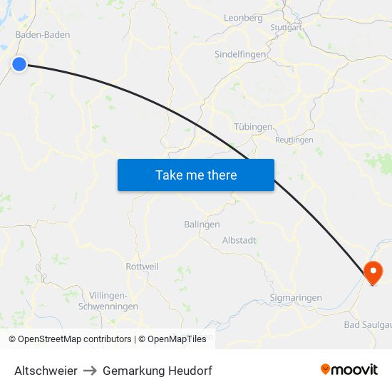 Altschweier to Gemarkung Heudorf map