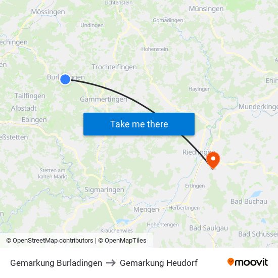 Gemarkung Burladingen to Gemarkung Heudorf map