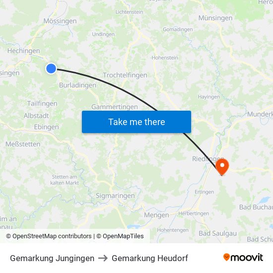 Gemarkung Jungingen to Gemarkung Heudorf map