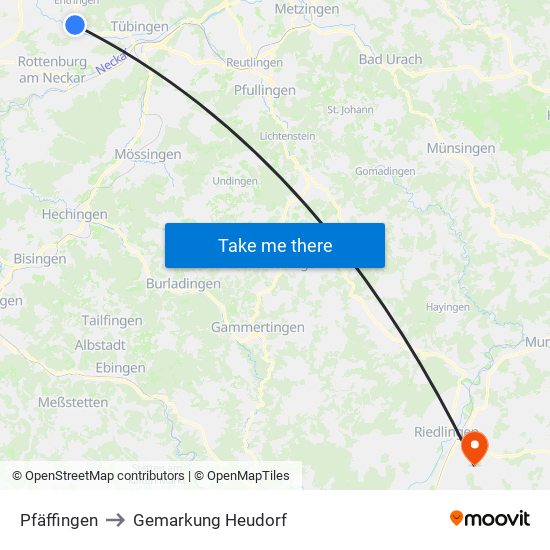 Pfäffingen to Gemarkung Heudorf map