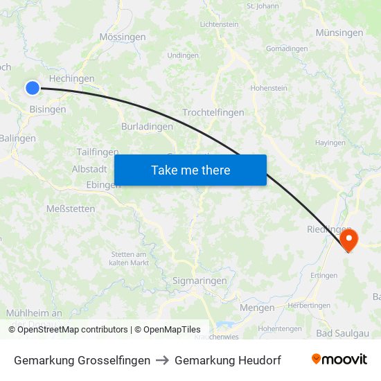 Gemarkung Grosselfingen to Gemarkung Heudorf map