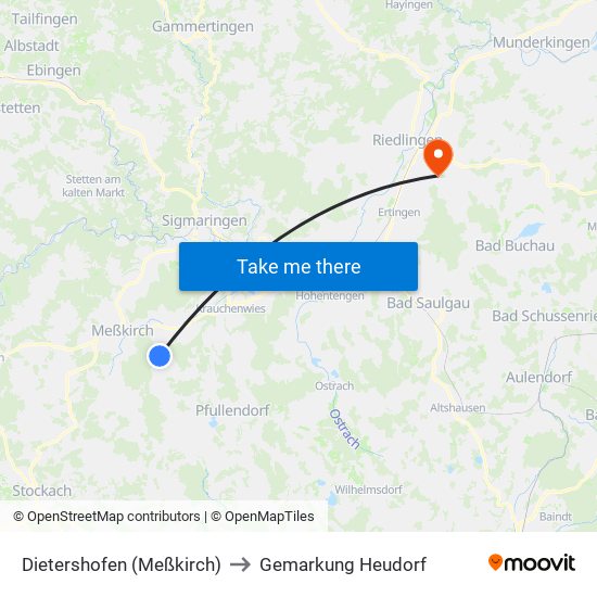 Dietershofen (Meßkirch) to Gemarkung Heudorf map