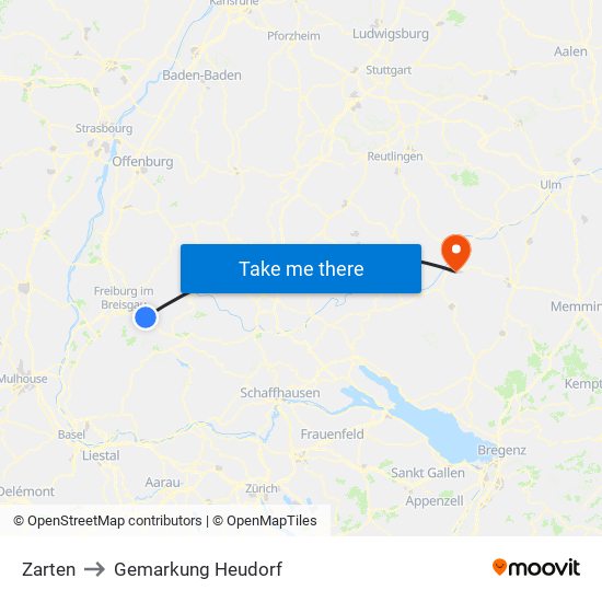 Zarten to Gemarkung Heudorf map