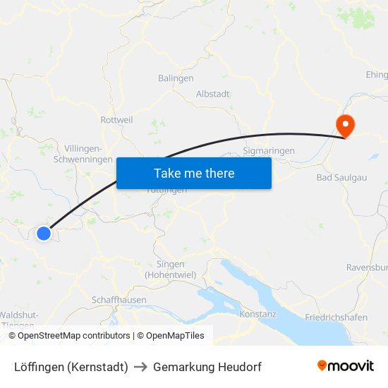 Löffingen (Kernstadt) to Gemarkung Heudorf map