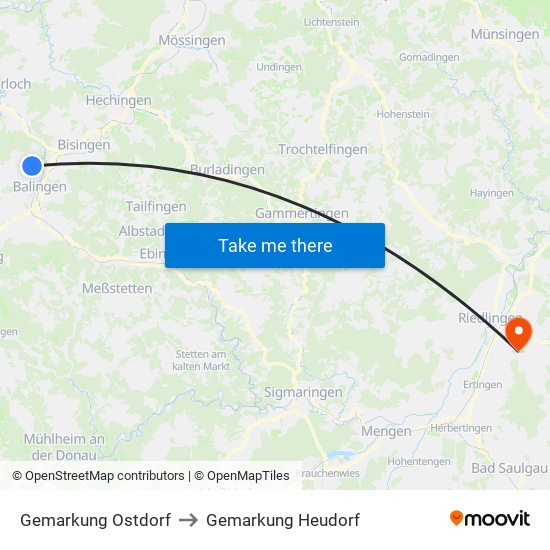 Gemarkung Ostdorf to Gemarkung Heudorf map