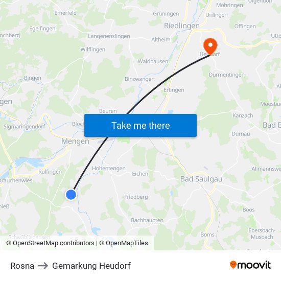 Rosna to Gemarkung Heudorf map