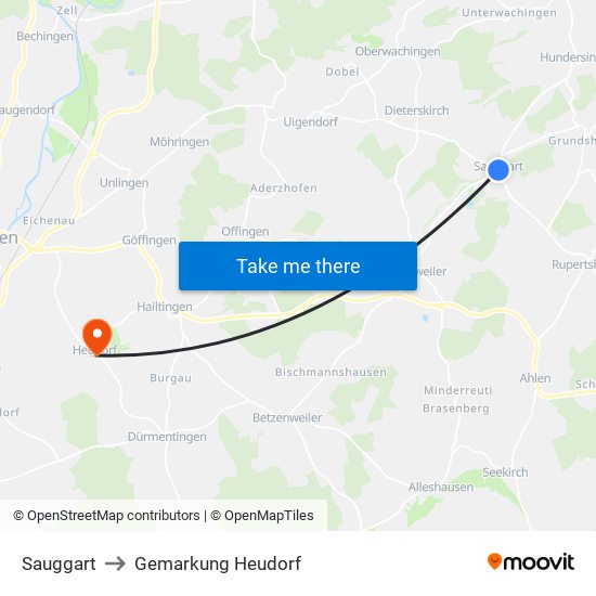 Sauggart to Gemarkung Heudorf map