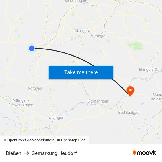 Dießen to Gemarkung Heudorf map