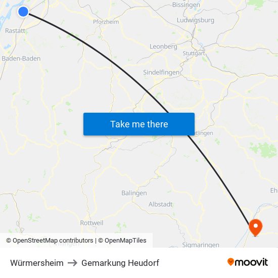 Würmersheim to Gemarkung Heudorf map