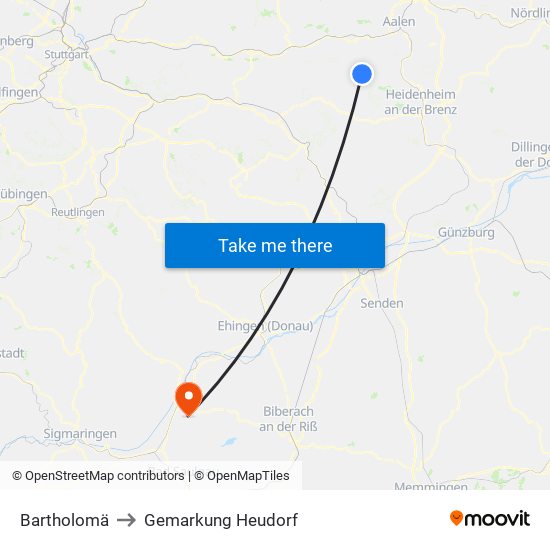 Bartholomä to Gemarkung Heudorf map