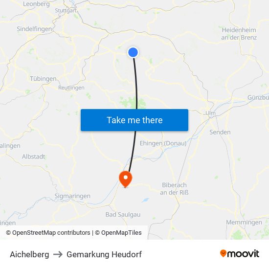Aichelberg to Gemarkung Heudorf map