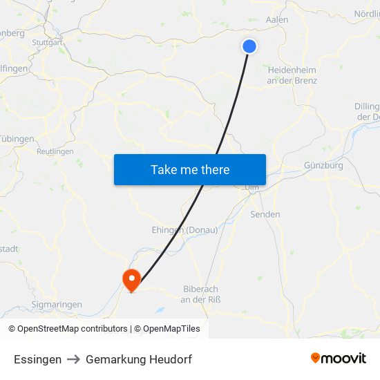 Essingen to Gemarkung Heudorf map