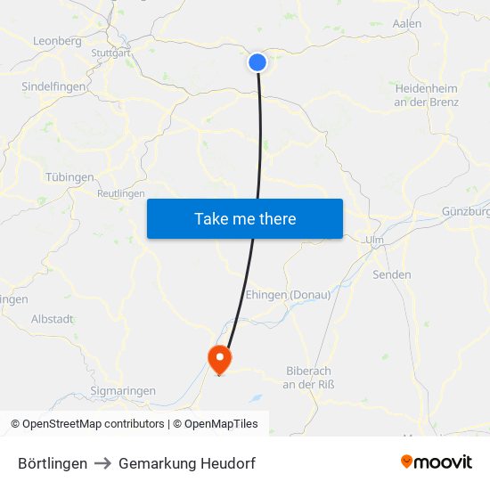 Börtlingen to Gemarkung Heudorf map