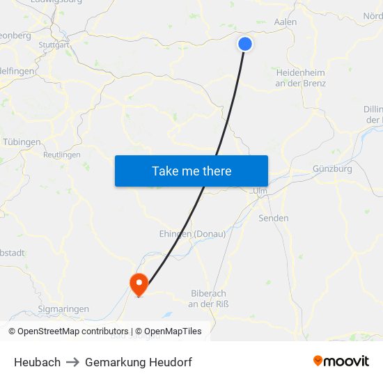 Heubach to Gemarkung Heudorf map