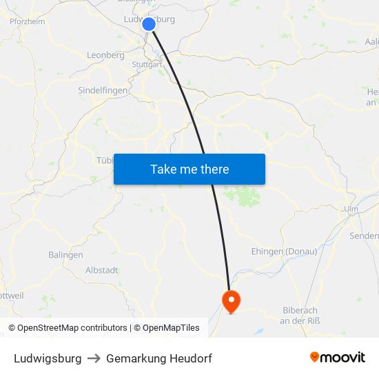 Ludwigsburg to Gemarkung Heudorf map