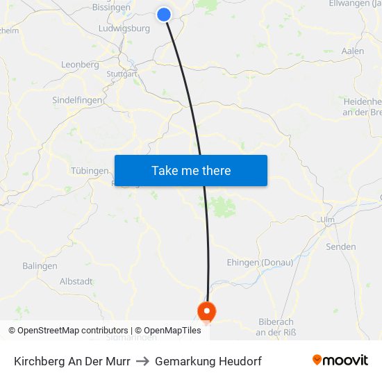 Kirchberg An Der Murr to Gemarkung Heudorf map