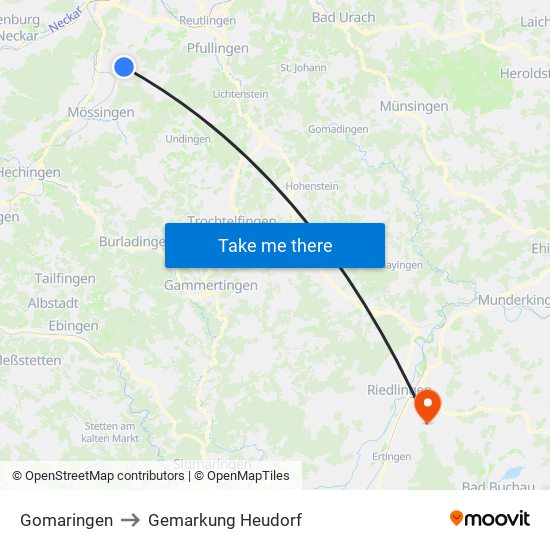 Gomaringen to Gemarkung Heudorf map