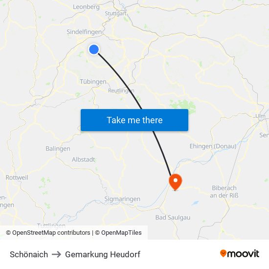 Schönaich to Gemarkung Heudorf map
