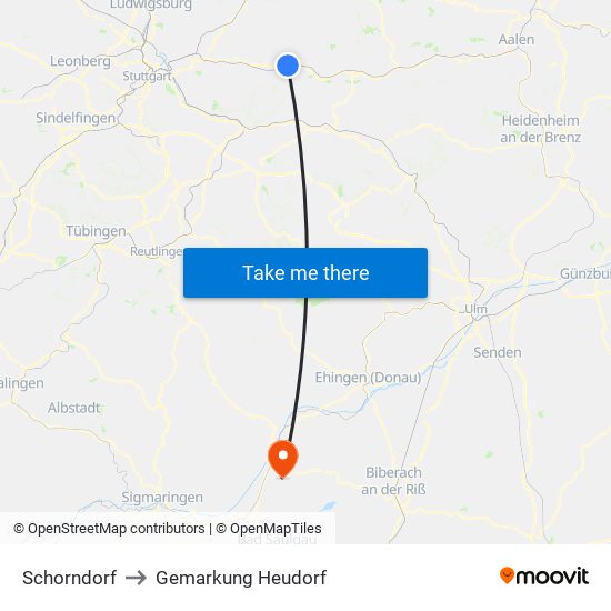 Schorndorf to Gemarkung Heudorf map