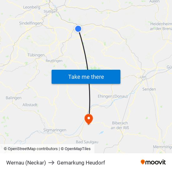 Wernau (Neckar) to Gemarkung Heudorf map