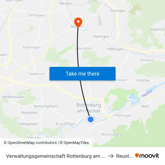 Verwaltungsgemeinschaft Rottenburg am Neckar to Reusten map