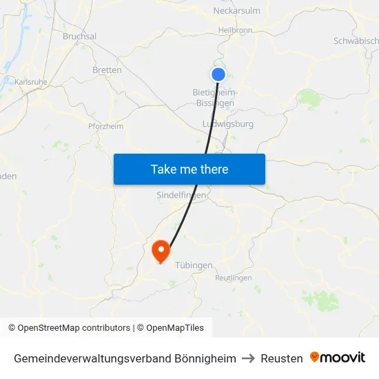 Gemeindeverwaltungsverband Bönnigheim to Reusten map