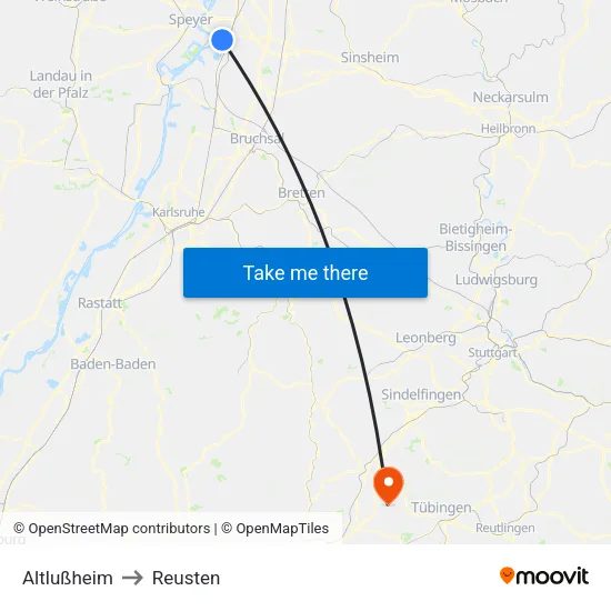 Altlußheim to Reusten map