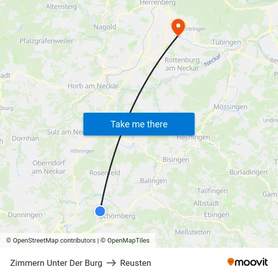Zimmern Unter Der Burg to Reusten map
