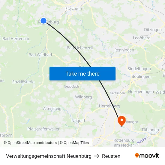 Verwaltungsgemeinschaft Neuenbürg to Reusten map