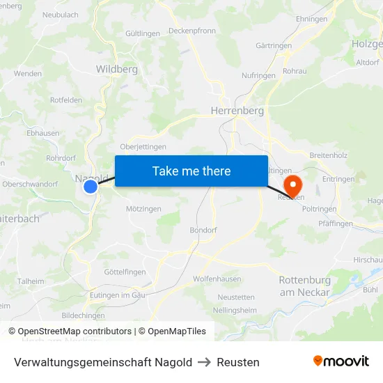 Verwaltungsgemeinschaft Nagold to Reusten map