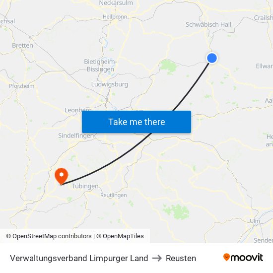 Verwaltungsverband Limpurger Land to Reusten map