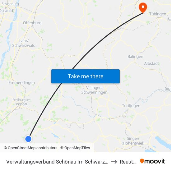 Verwaltungsverband Schönau Im Schwarzwald to Reusten map