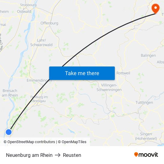 Neuenburg am Rhein to Reusten map