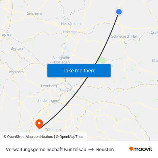 Verwaltungsgemeinschaft Künzelsau to Reusten map