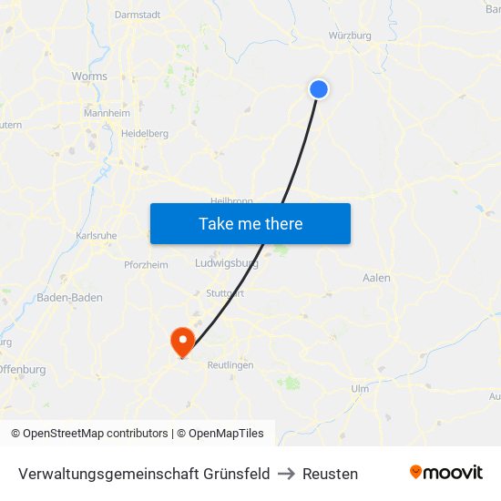 Verwaltungsgemeinschaft Grünsfeld to Reusten map