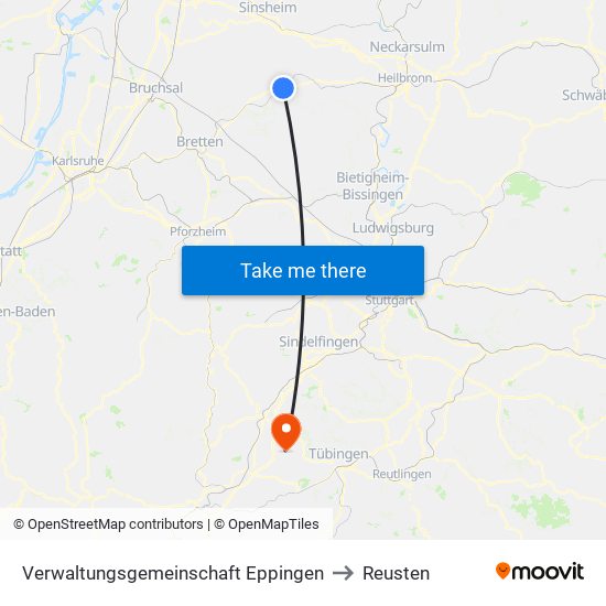 Verwaltungsgemeinschaft Eppingen to Reusten map