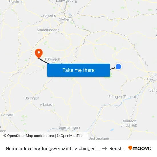Gemeindeverwaltungsverband Laichinger Alb to Reusten map