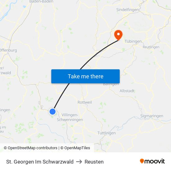 St. Georgen Im Schwarzwald to Reusten map