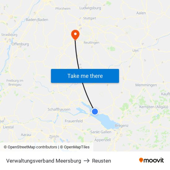 Verwaltungsverband Meersburg to Reusten map