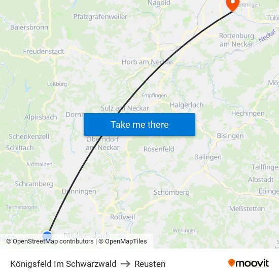 Königsfeld Im Schwarzwald to Reusten map