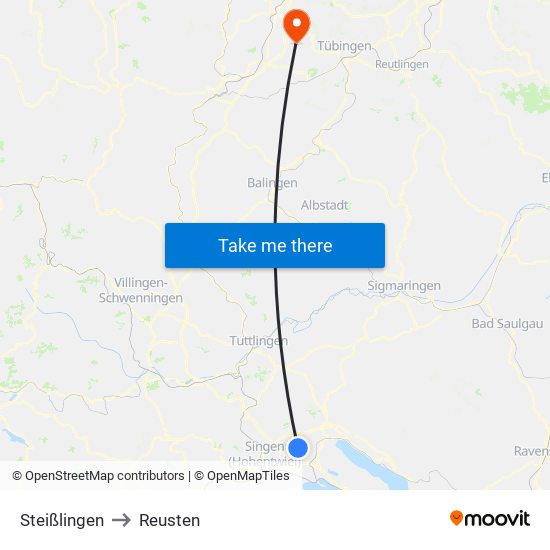 Steißlingen to Reusten map