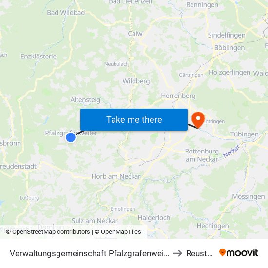 Verwaltungsgemeinschaft Pfalzgrafenweiler to Reusten map