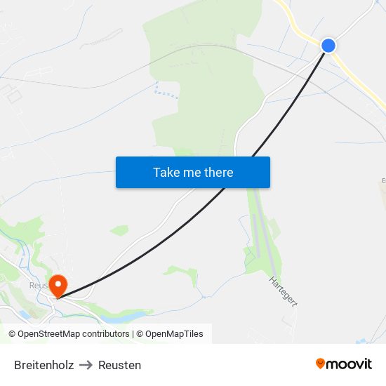 Breitenholz to Reusten map